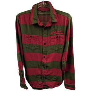Nightmare On Elm Street Men's Striped Button-Up Shirt Sz S